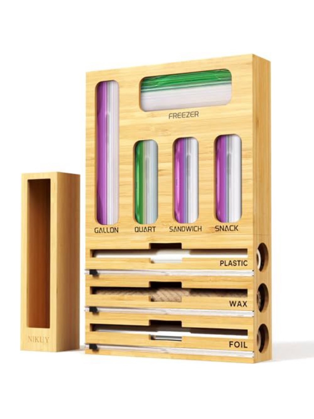 Bamboo Multi-Slot Kitchen Storage Organizer - Natural